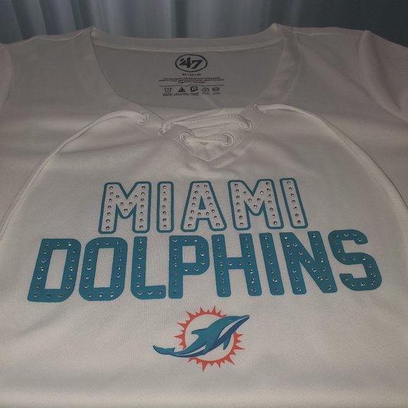 NWT Miami Dolphins Officially Licensed Gem Stacked V-Neck for Ladies - Picture 4 of 13